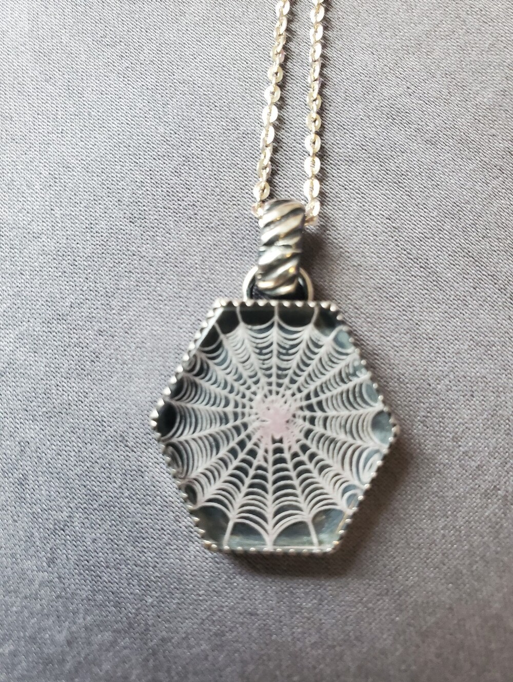 Eye Want Jewelry .925 Sterling Silver Handmade Spider Web Necklace Ooak Artisan